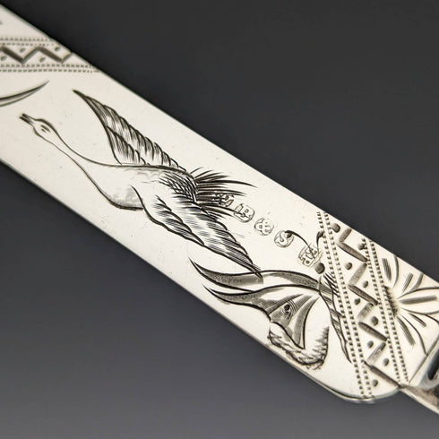 1880年英國古董白色蝴蝶貝殼手柄甜品餐具6對套裝William Batt and Sons木盒